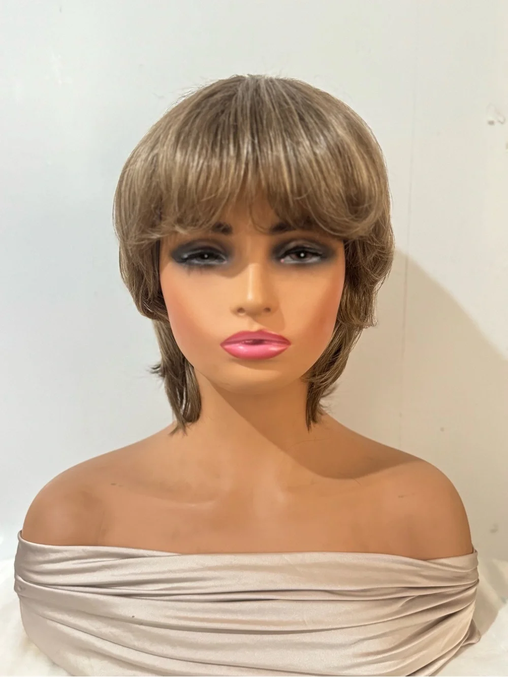 Henry Margu Short Layered Brown Highlighted Wig with Bangs Made in Japan